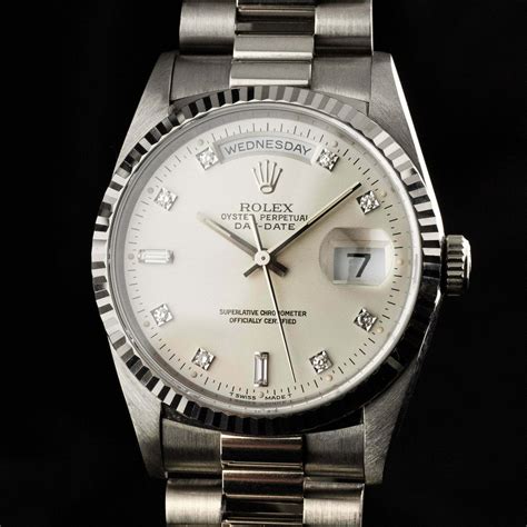 rolex gold white|Rolex white gold day date.